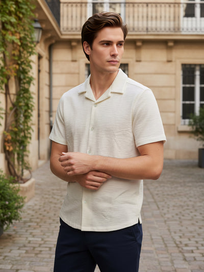 Celio* Men White Solid Regular Fit Cotton-Poly-Blend Shirts