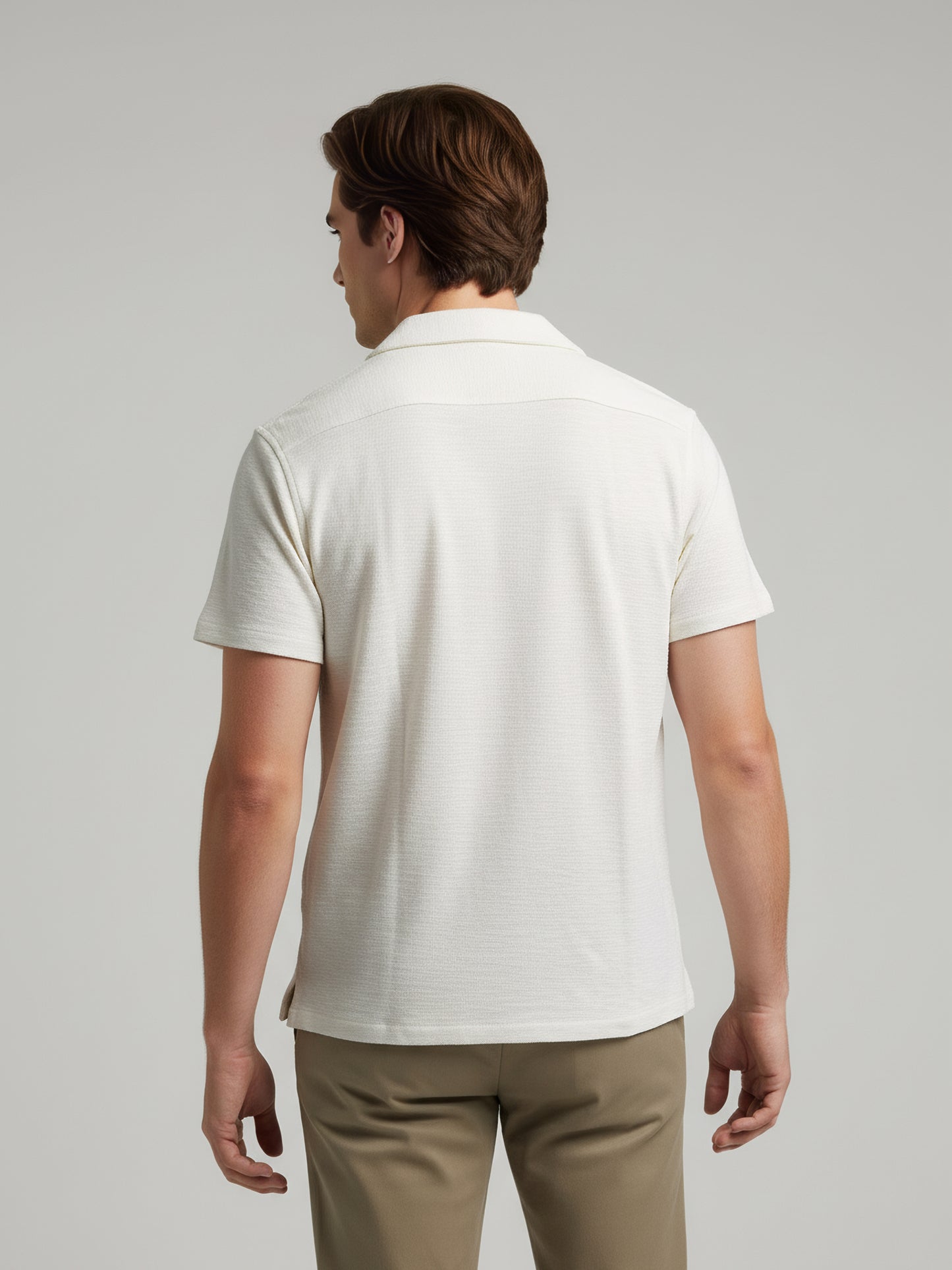 Celio* Men White Solid Regular Fit Cotton-Poly-Blend Shirts