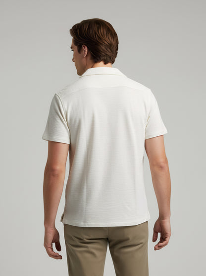 Celio* Men White Solid Regular Fit Cotton-Poly-Blend Shirts