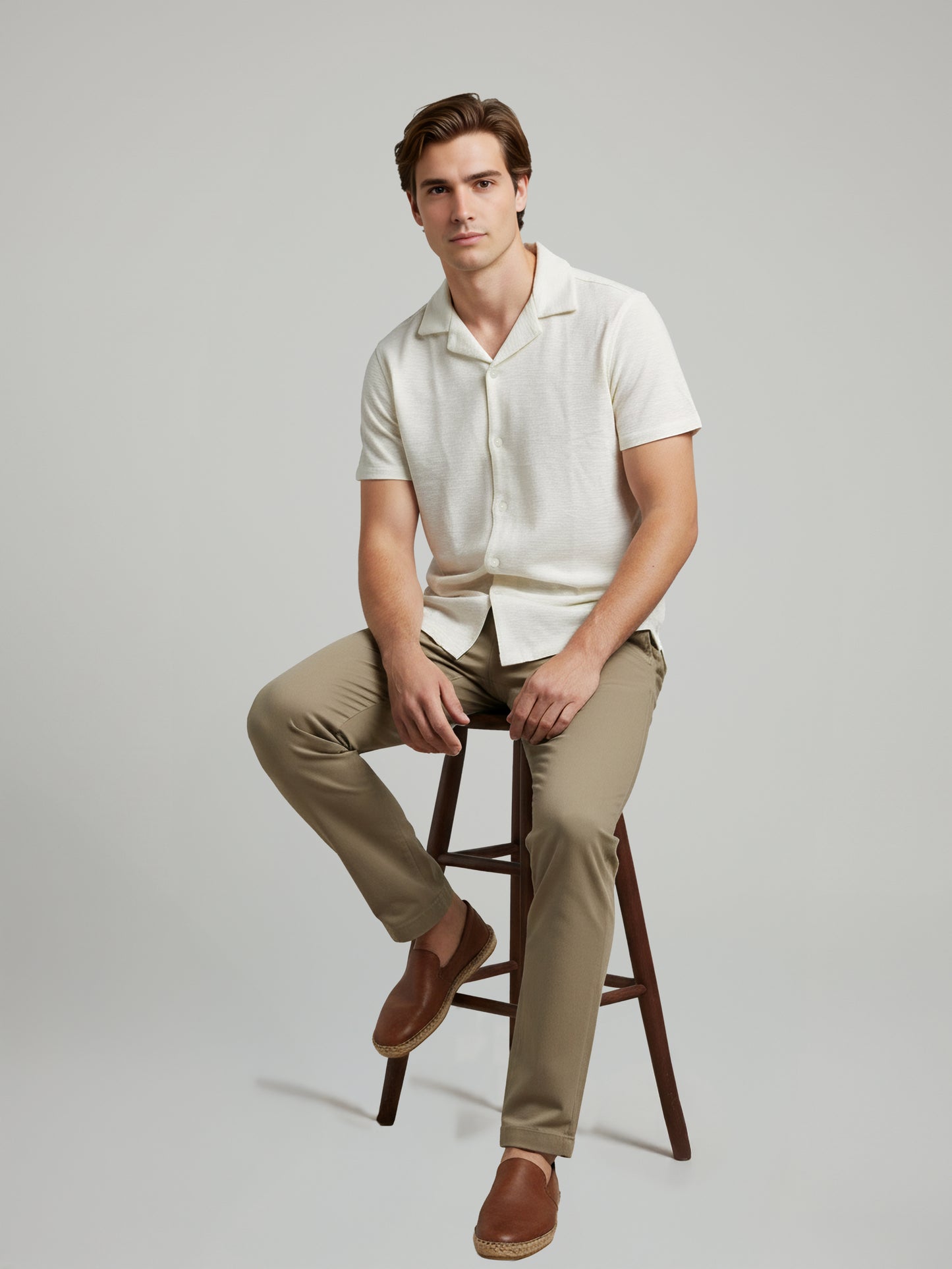 Celio* Men White Solid Regular Fit Cotton-Poly-Blend Shirts