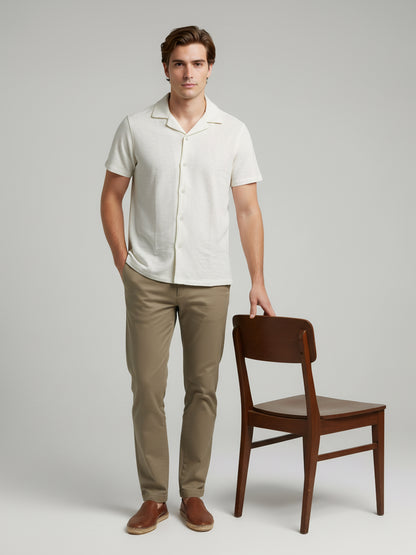 Celio* Men White Solid Regular Fit Cotton-Poly-Blend Shirts
