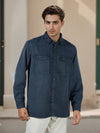 Celio* Men Navy Blue Solid Overshirt Cotton-Tencel-Blend Shirts