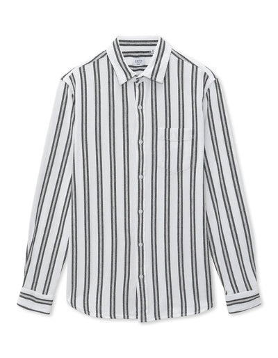 Celio* Regular Fit White Cotton Striped Men Shirts
