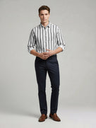 Celio* Regular Fit White Cotton Striped Men Shirts