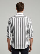 Celio* Regular Fit White Cotton Striped Men Shirts
