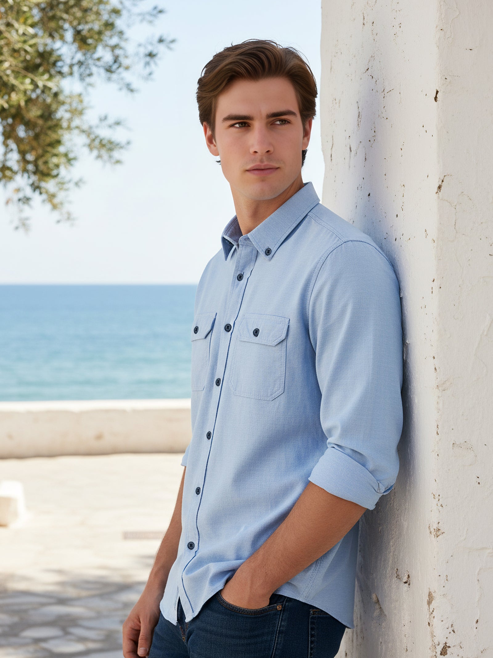 Celio* Men Blue Cotton Regular Fit Solid Shirts