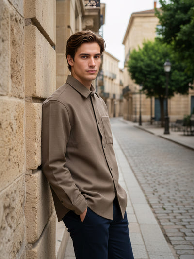 Celio* Men Brown Solid Loose Fit Polyester Shirts