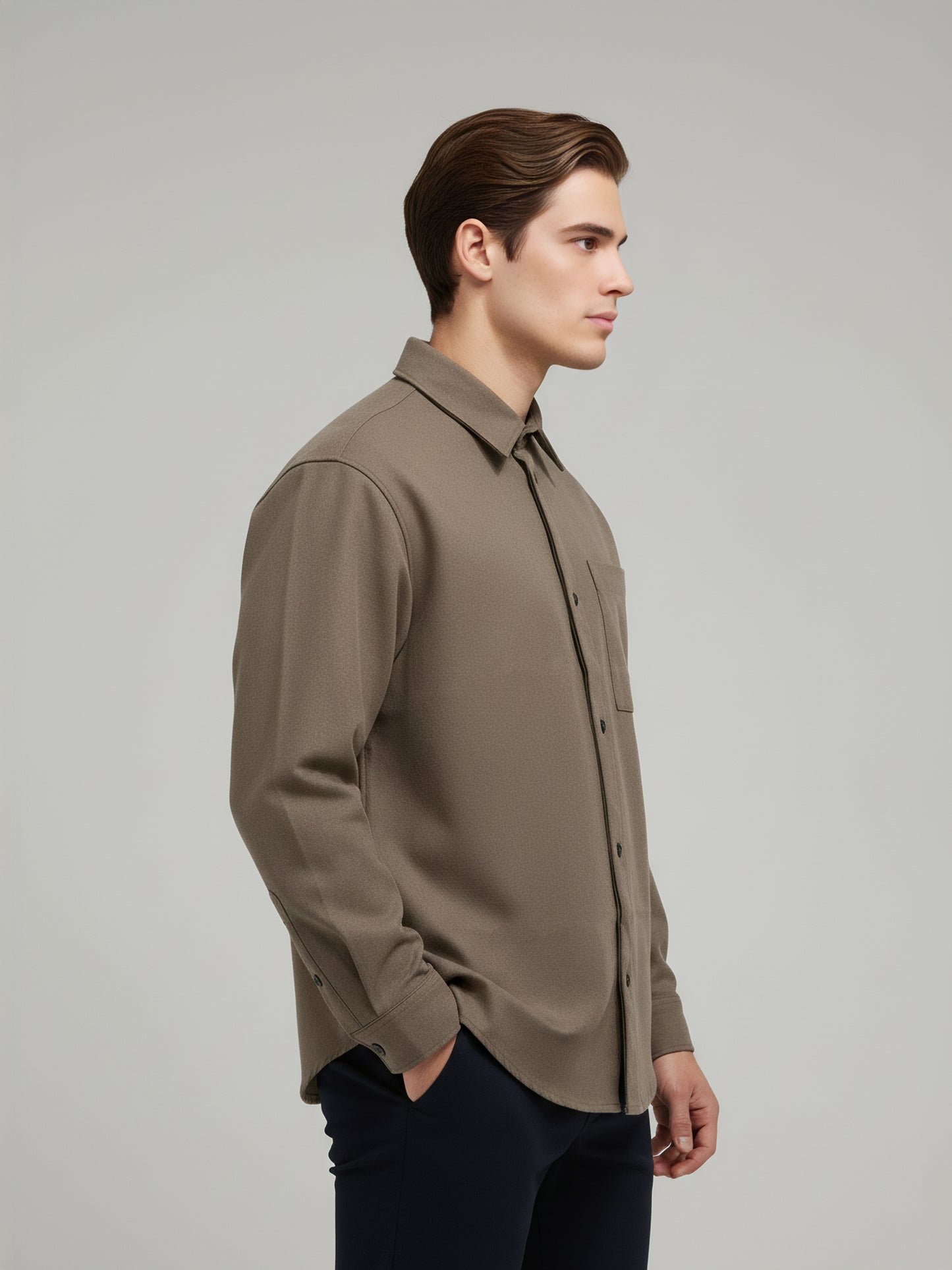 Celio* Men Brown Solid Loose Fit Polyester Shirts