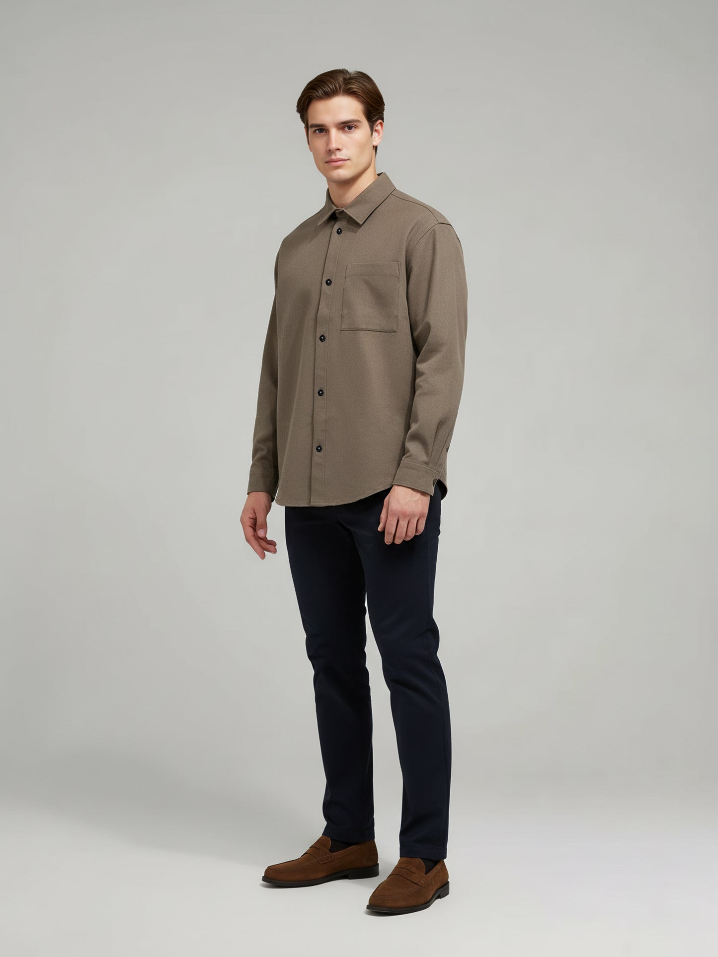 Celio* Men Brown Solid Loose Fit Polyester Shirts