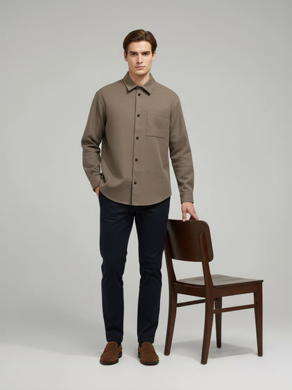 Celio* Men Brown Solid Loose Fit Polyester Shirts