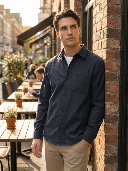 Celio* Men Grey Solid Loose Fit Polyester Shirts