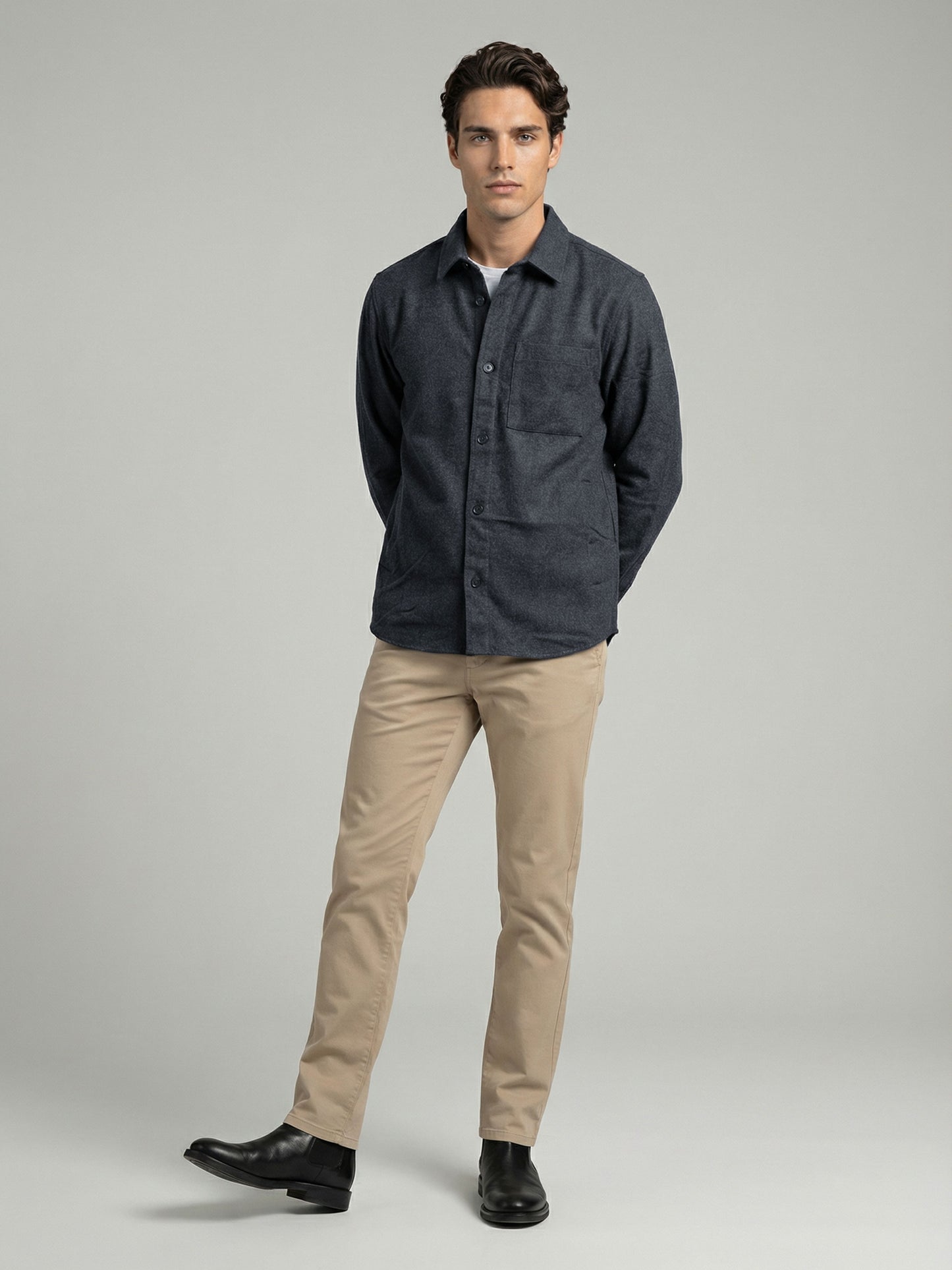 Celio* Men Grey Solid Loose Fit Polyester Shirts