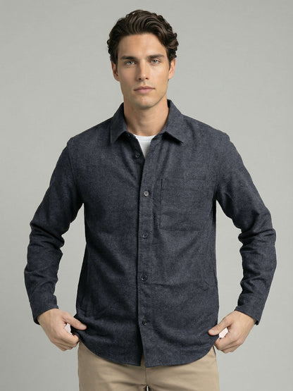 Celio* Men Grey Solid Loose Fit Polyester Shirts
