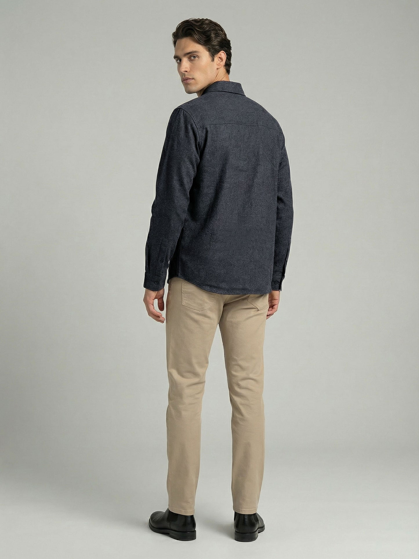 Celio* Men Grey Solid Loose Fit Polyester Shirts