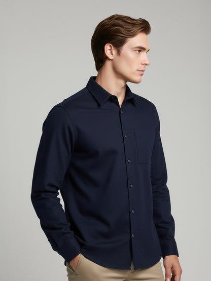Celio* Men Navy Blue Solid Loose Fit Polyester Shirts