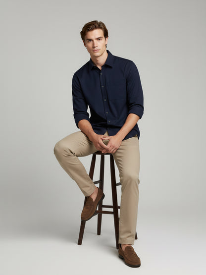 Celio* Men Navy Blue Solid Loose Fit Polyester Shirts