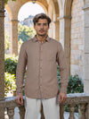 Celio* Men Beige Solid Regular Fit Cotton Shirt