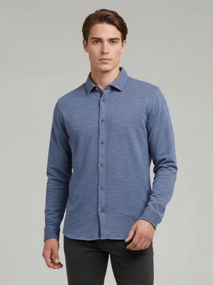 Celio* Men Blue Solid Regular Fit Cotton Shirts