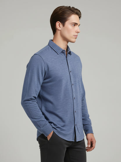 Celio* Men Blue Solid Regular Fit Cotton Shirts
