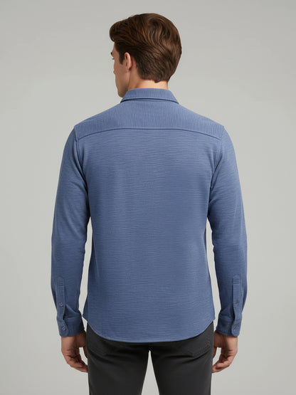 Celio* Men Blue Solid Regular Fit Cotton Shirts