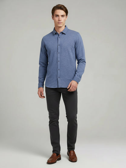Celio* Men Blue Solid Regular Fit Cotton Shirts