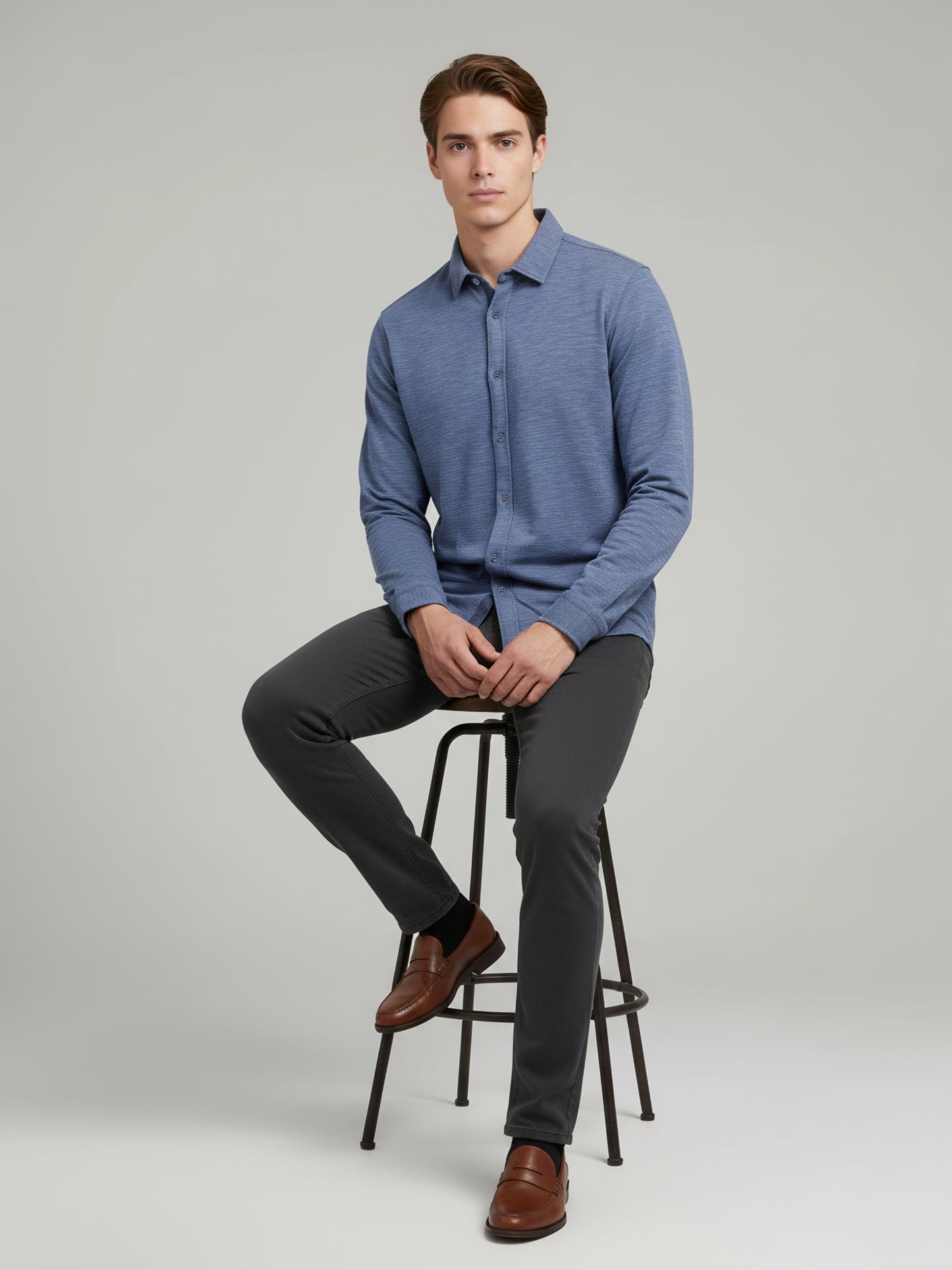 Celio* Men Blue Solid Regular Fit Cotton Shirts