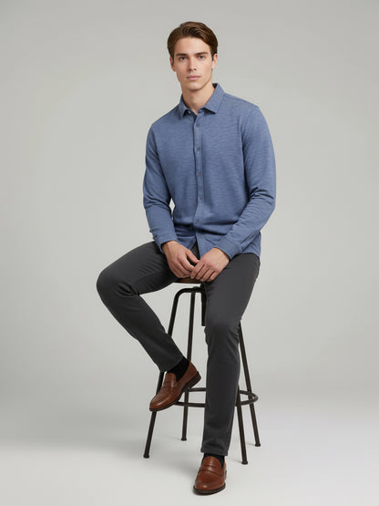 Celio* Men Blue Solid Regular Fit Cotton Shirts
