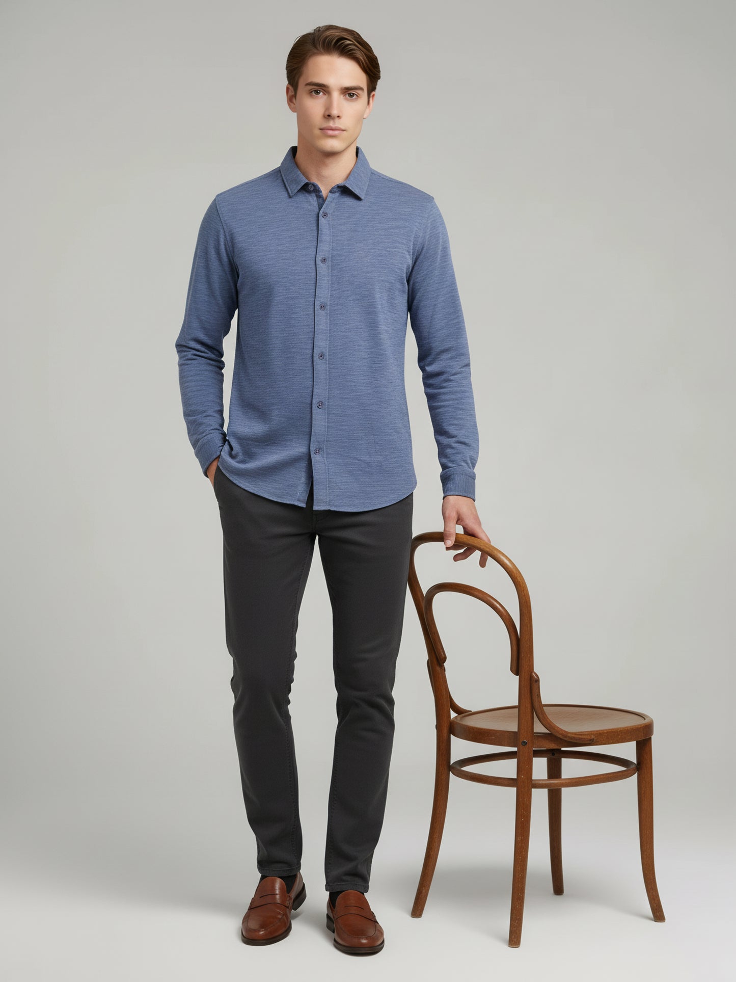 Celio* Men Blue Solid Regular Fit Cotton Shirts