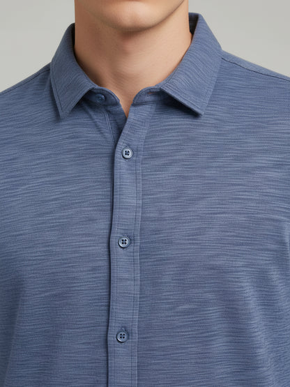 Celio* Men Blue Solid Regular Fit Cotton Shirts