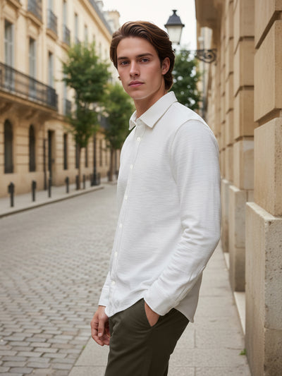 Celio* Men White Solid Regular Fit Cotton Shirts