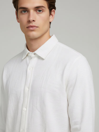 Celio* Men White Solid Regular Fit Cotton Shirts