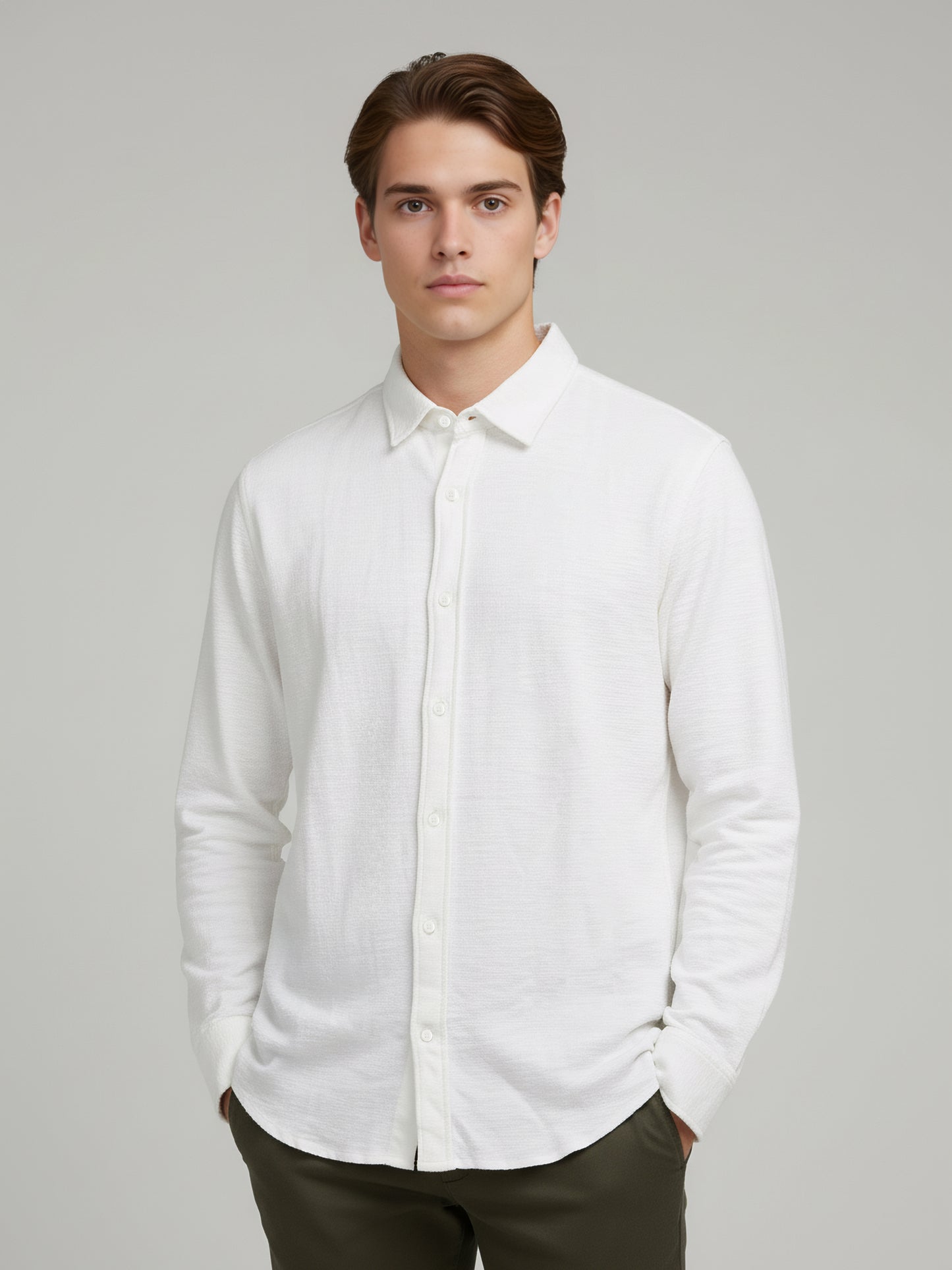 Celio* Men White Solid Regular Fit Cotton Shirts