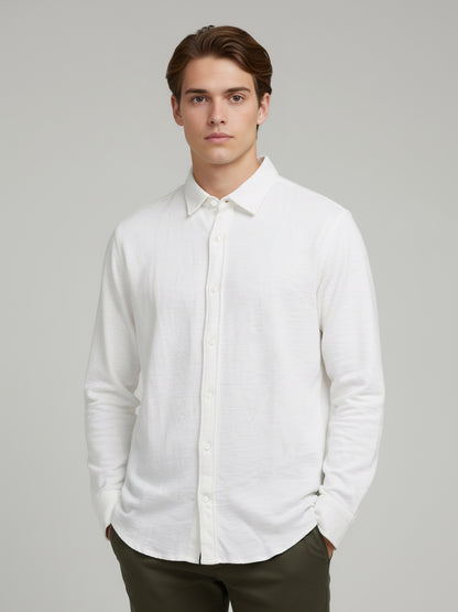 Celio* Men White Solid Regular Fit Cotton Shirts