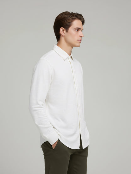 Celio* Men White Solid Regular Fit Cotton Shirts