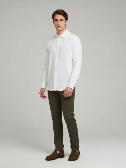 Celio* Men White Solid Regular Fit Cotton Shirts