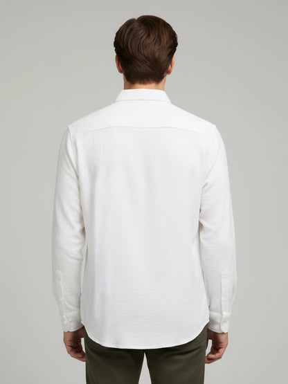 Celio* Men White Solid Regular Fit Cotton Shirts