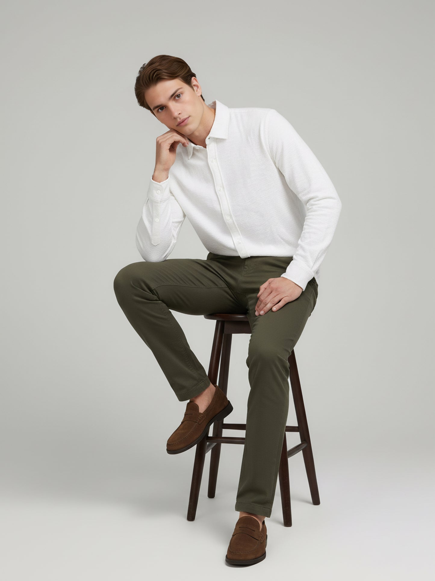 Celio* Men White Solid Regular Fit Cotton Shirts