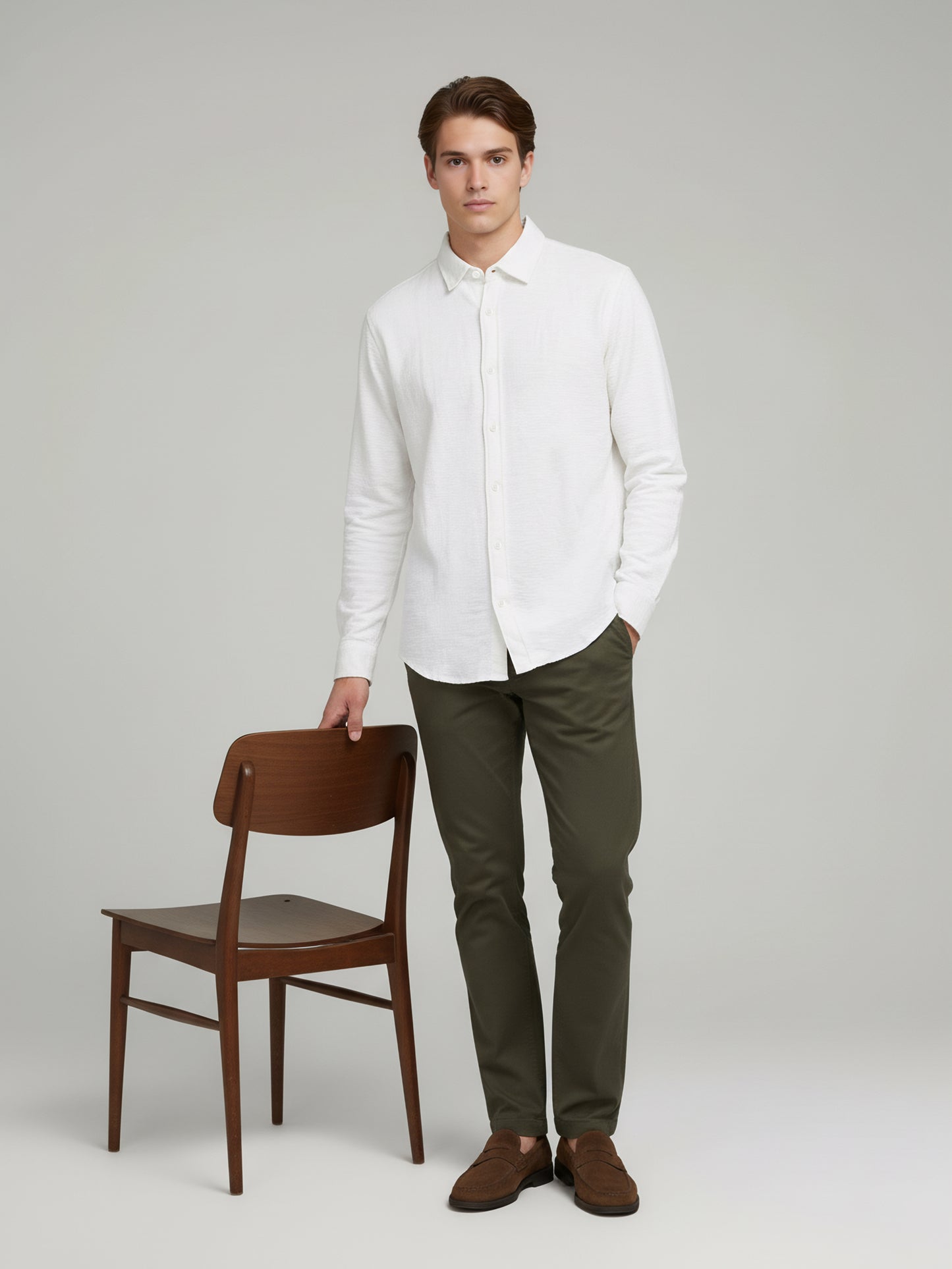 Celio* Men White Solid Regular Fit Cotton Shirts