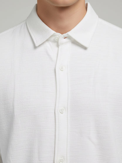 Celio* Men White Solid Regular Fit Cotton Shirts