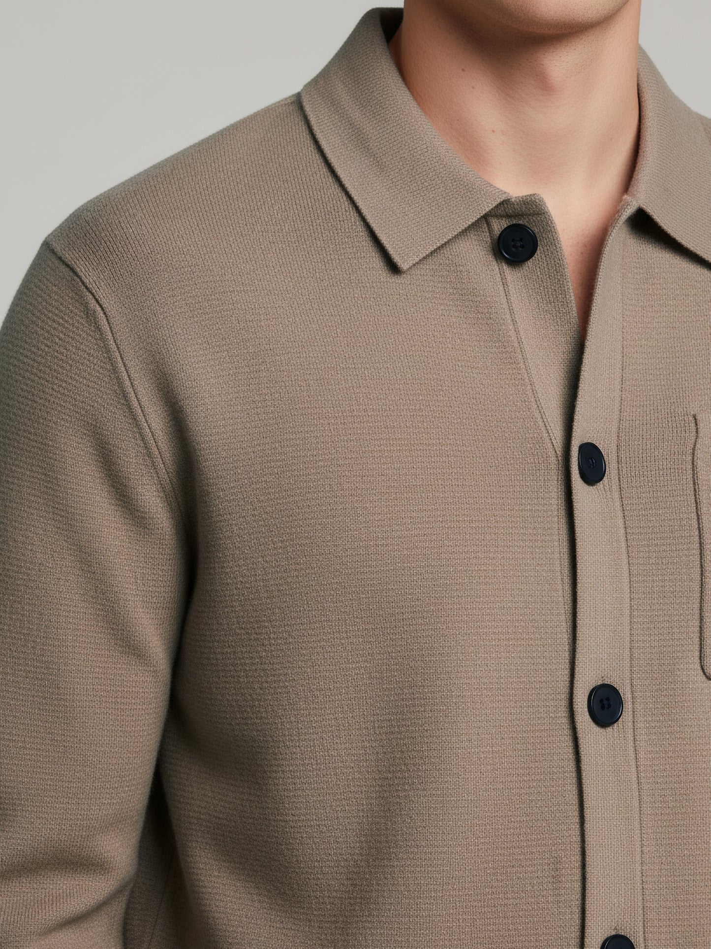 Celio* Men Beige Solid Regular Fit Cotton-Blend Jackets