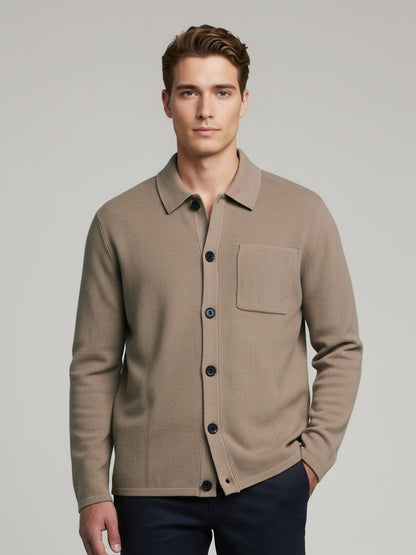 Celio* Men Beige Solid Regular Fit Cotton-Blend Jackets