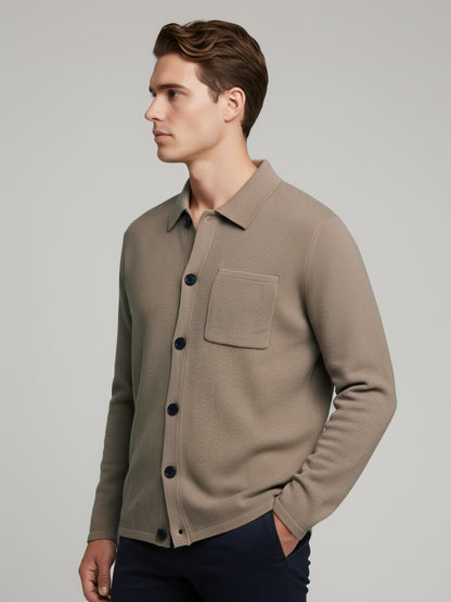 Celio* Men Beige Solid Regular Fit Cotton-Blend Jackets