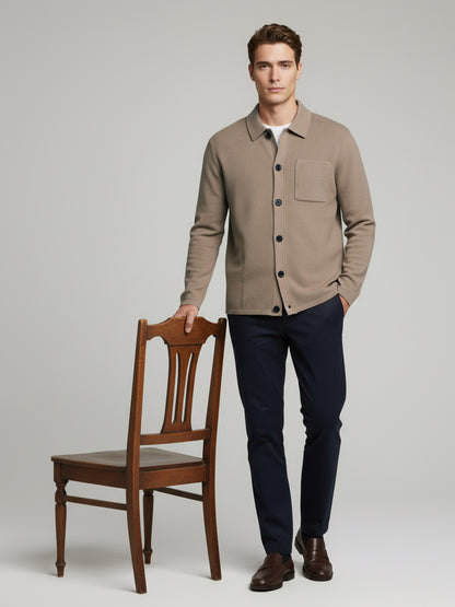 Celio* Men Beige Solid Regular Fit Cotton-Blend Jackets