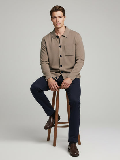 Celio* Men Beige Solid Regular Fit Cotton-Blend Jackets