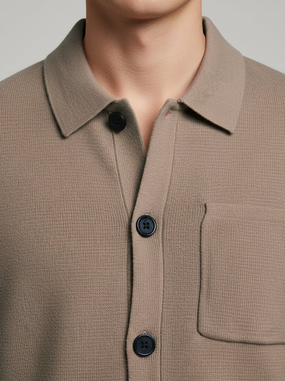 Celio* Men Beige Solid Regular Fit Cotton-Blend Jackets