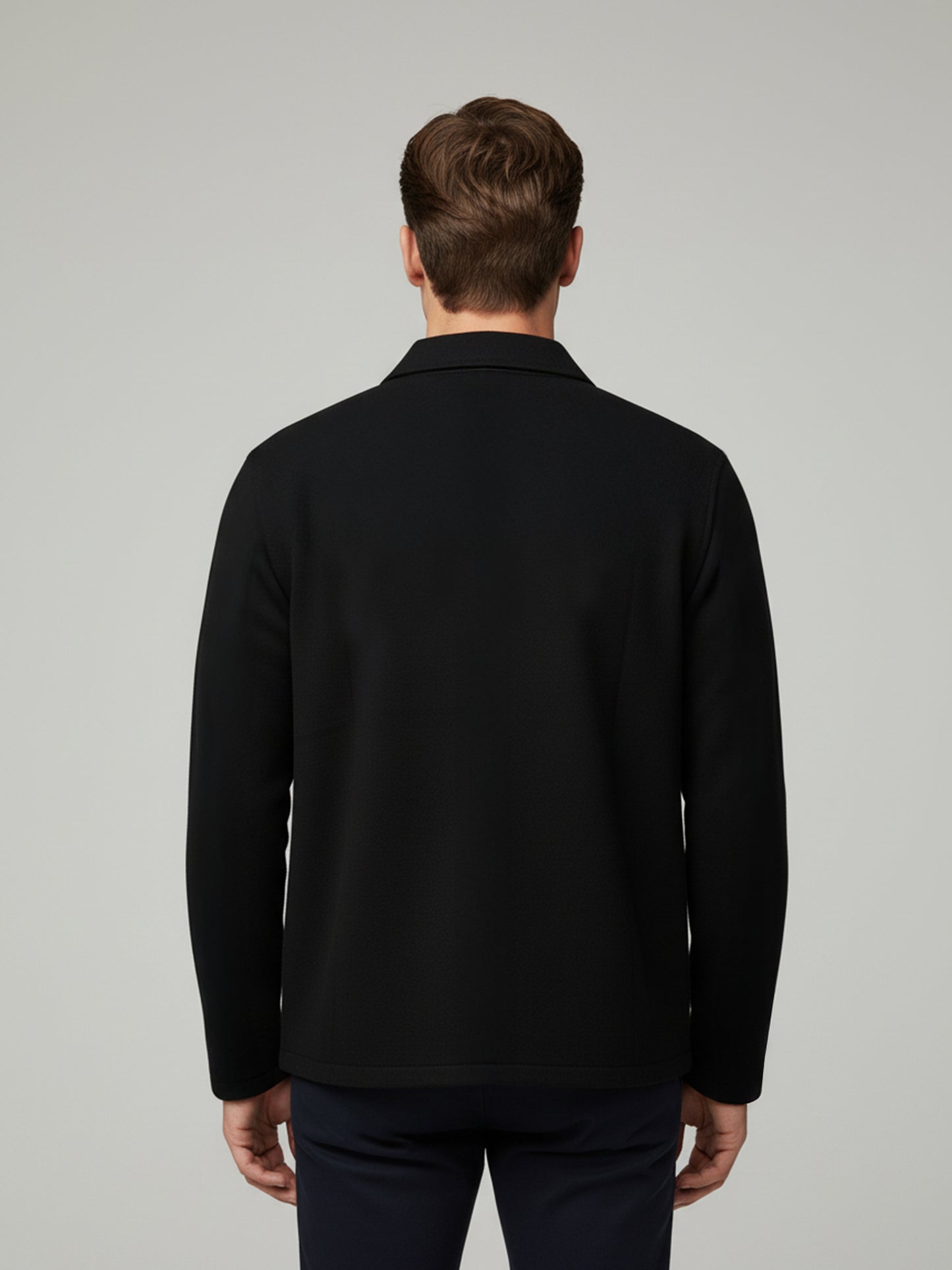 Celio* Men Black Solid Regular Fit Cotton-Blend Jackets