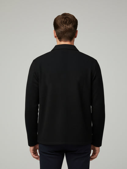 Celio* Men Black Solid Regular Fit Cotton-Blend Jackets