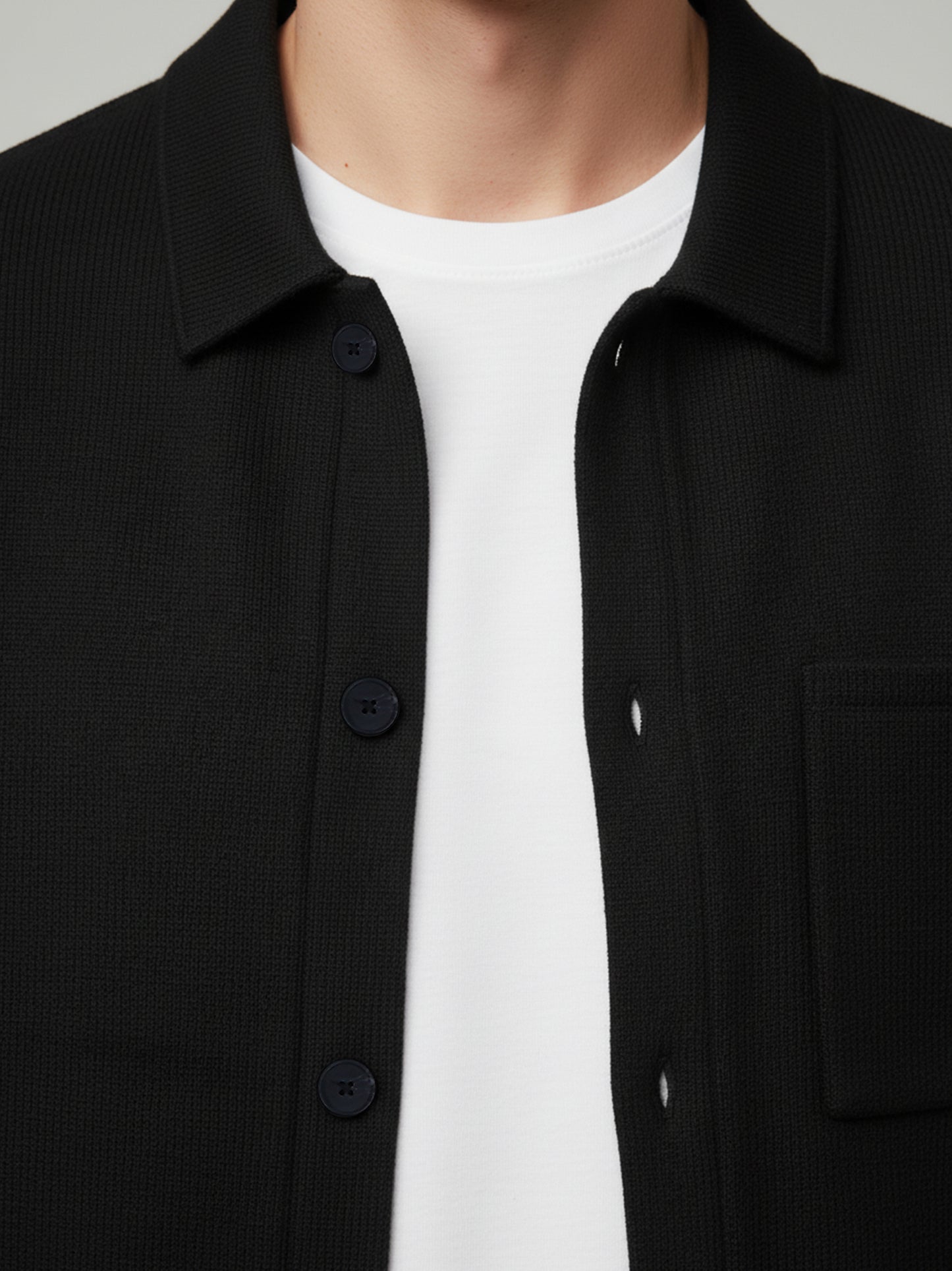 Celio* Men Black Solid Regular Fit Cotton-Blend Jackets