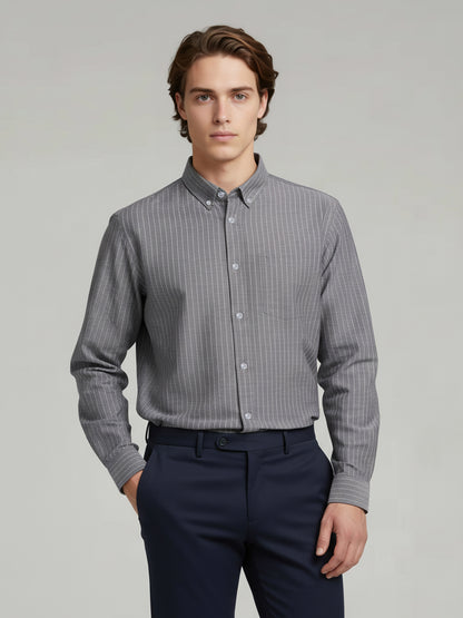 Celio* Men Grey Striped Oversize Cotton Shirts