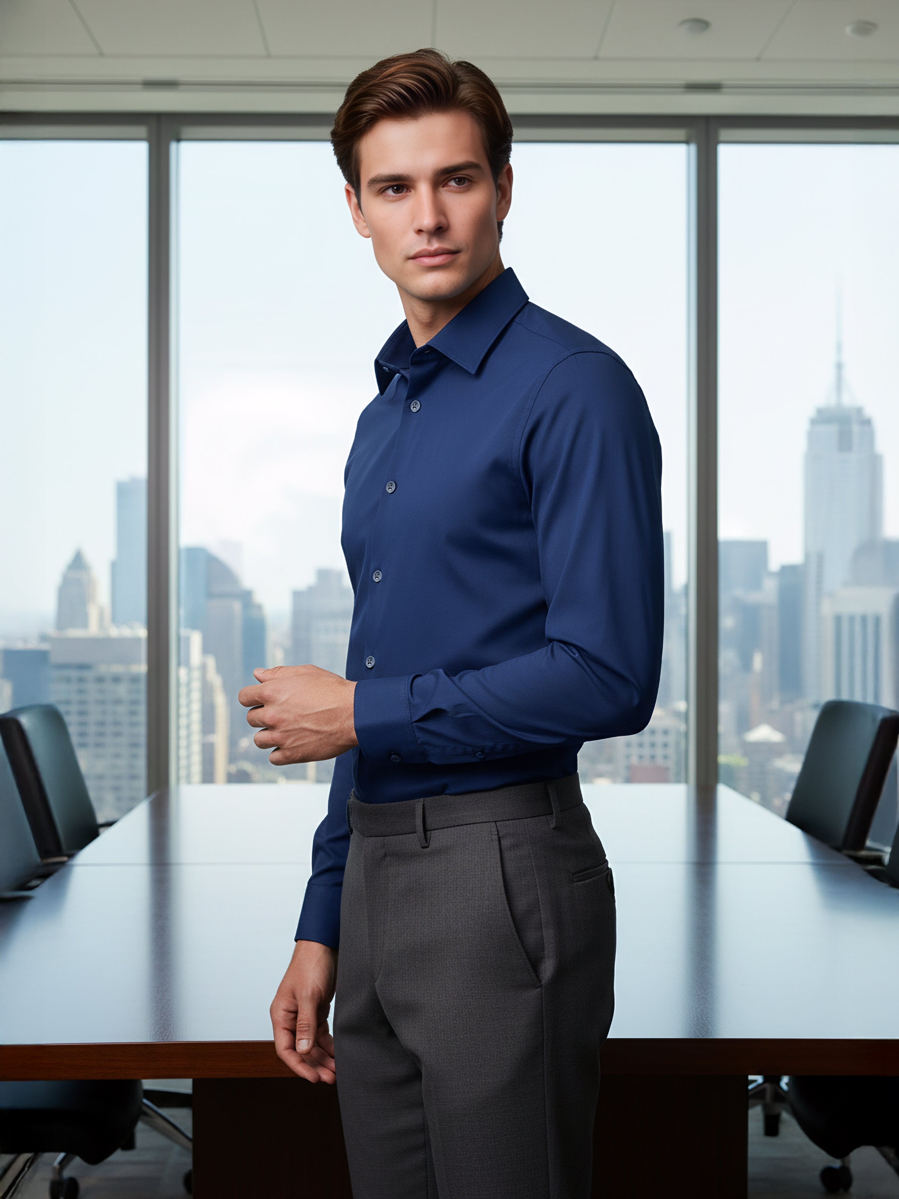 Celio* Men Blue Solid Regular Fit Nylon Shirts